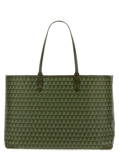 Shop Anya Hindmarch "i Am A Plastic Bag Tote Wink" Bag In Military Green