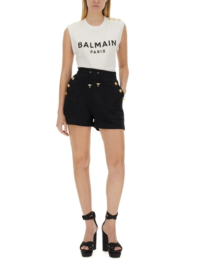 Shop Balmain Camisole With Three Buttons In White