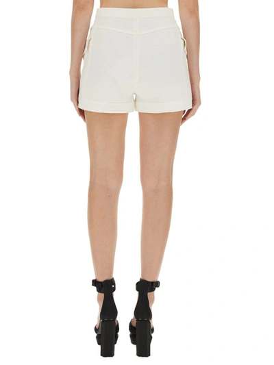 Shop Balmain Cotton Shorts In White