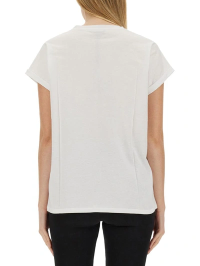 Shop Balmain Flocked Logo T-shirt In White