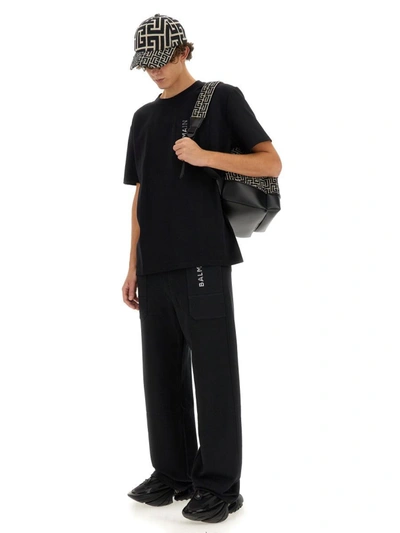 Shop Balmain Jogging Pants With Logo In Black