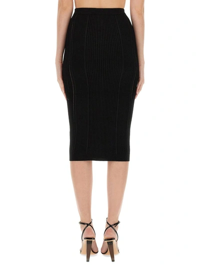 Shop Balmain Knit Skirt In Black