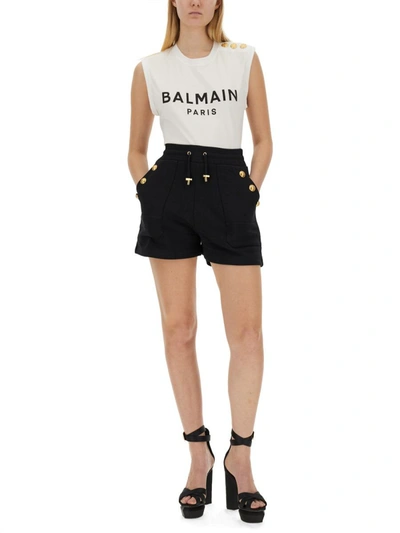 Shop Balmain Six-button Shorts In Black