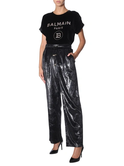 Shop Balmain Wide Pants In Black