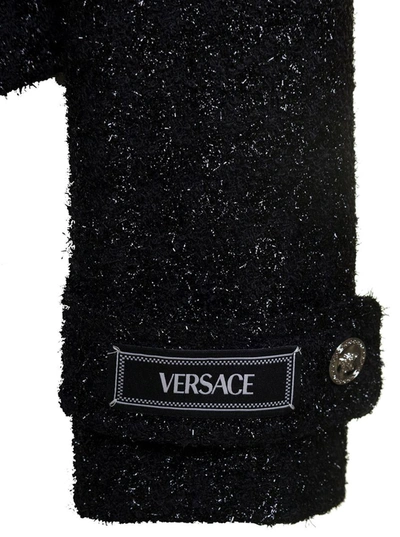 Versace Lurex Tweed Jacket In Black