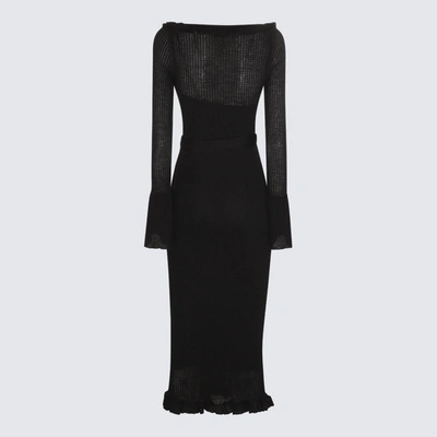 Shop Blumarine Black Wool Stretch Long Dress