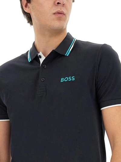 Shop Hugo Boss Boss Polo With Logo In Blue