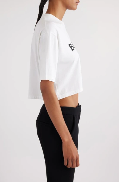 Balmain Logo Cotton Jersey Cropped T-shirt In Gab White/ Black