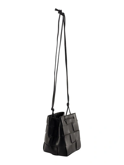 Bottega Veneta Cassette Mini Leather Bucket Bag In Black