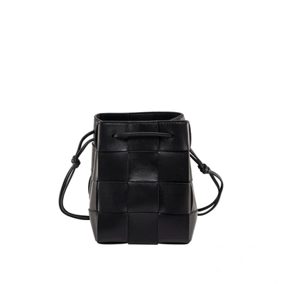 Bottega Veneta Cassette Mini Leather Bucket Bag In Black