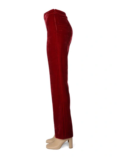 Shop Boutique Moschino Panné Velvet Pants In Red