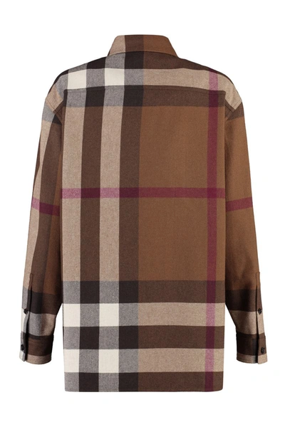 Shop Burberry Checked Flannel Shirt In Beige