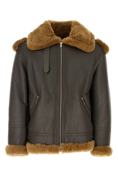 Shop Burberry Leather Jackets In Brown