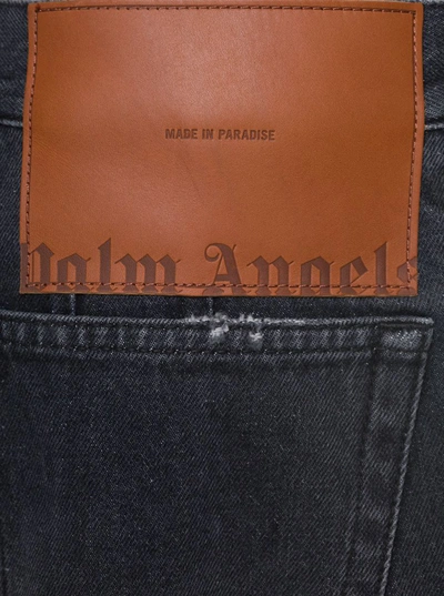 Palm Angels Bw Wide Denim Parachute In Black