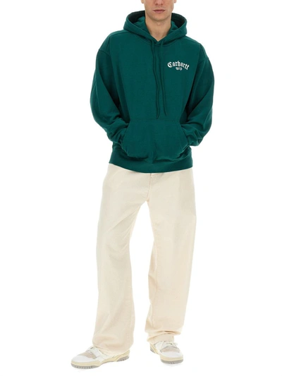 Shop Carhartt Wip "onix Script" Sweatshirt In Green