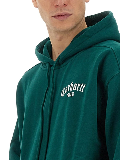 Shop Carhartt Wip "onix Script" Sweatshirt In Green