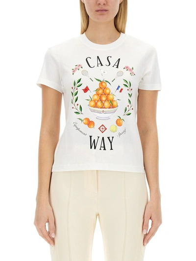 Shop Casablanca Slim Fit T-shirt In White