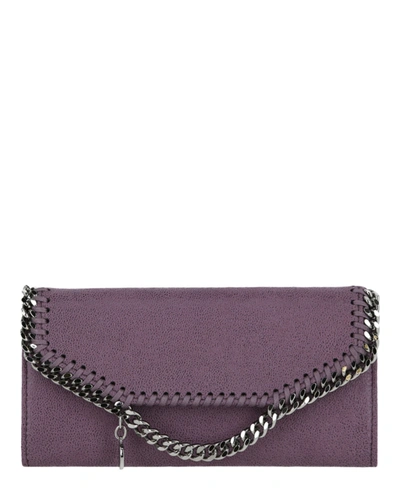 Shop Stella Mccartney Falabella Flap Wallet In Purple
