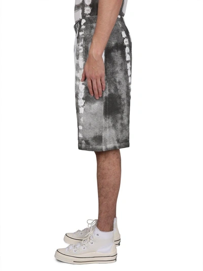 Shop Diesel Bermuda Shorts With Maxi Logo In Grey