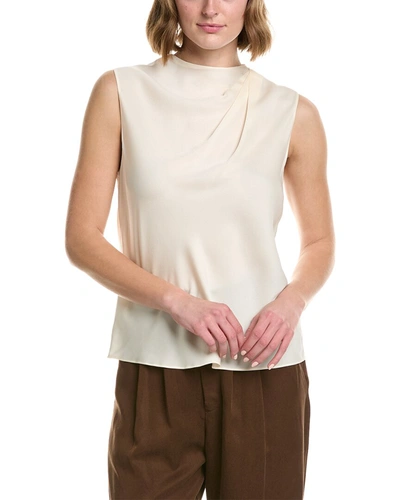 Shop Vince Draped Cascade Silk-blend Blouse In White