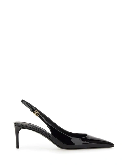 Shop Dolce & Gabbana Leather Slingback Shoe In Black