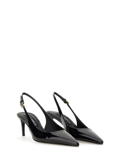 Shop Dolce & Gabbana Leather Slingback Shoe In Black