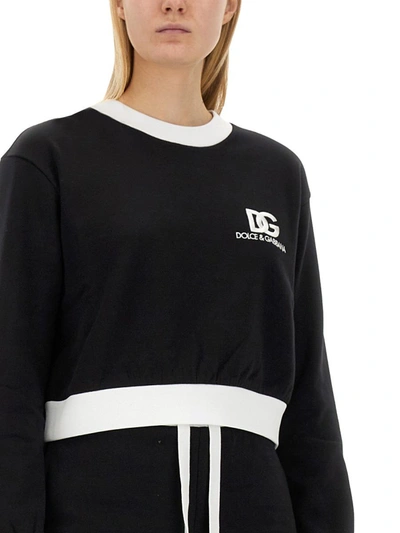 Shop Dolce & Gabbana Sweatshirt With Logo Embroidery In Black