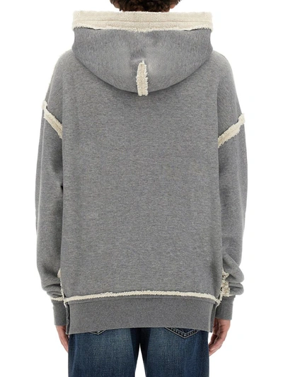 Shop Dolce & Gabbana Sweatshirt With Navy Print In Grey