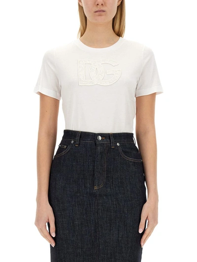 Shop Dolce & Gabbana T-shirt With Logo Patch In White