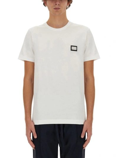 Shop Dolce & Gabbana T-shirt With Logo Plaque In White