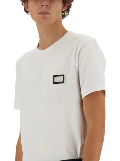 Shop Dolce & Gabbana T-shirt With Logo Plaque In White