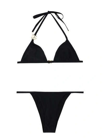 Shop Dolce & Gabbana Triangle Bikini In Black