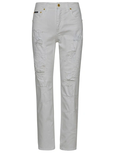 Shop Dolce & Gabbana White Cotton Denim Jeans