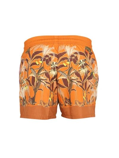 Shop Etro Boxer Swimsuit With Print In Orange