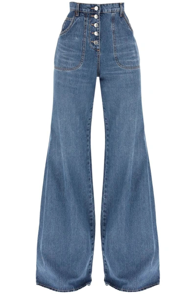 Shop Etro Jeans With Back Foliage Embroidery In Blue