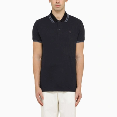 Shop Etro Short-sleeved Polo Shirt With Logo Embroidery In Blue