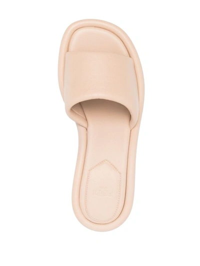 Shop Fendi Baguette Leather Sandals In Beige