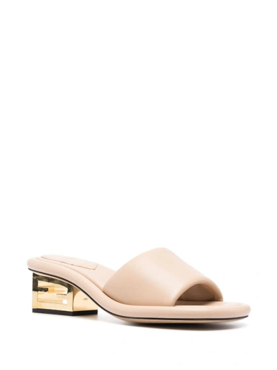 Shop Fendi Baguette Leather Sandals In Beige
