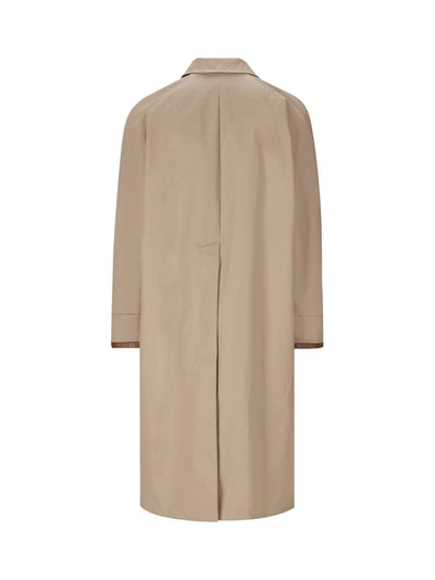 Fendi Logo Monogram Reversible Trench Coat In Walnut/army