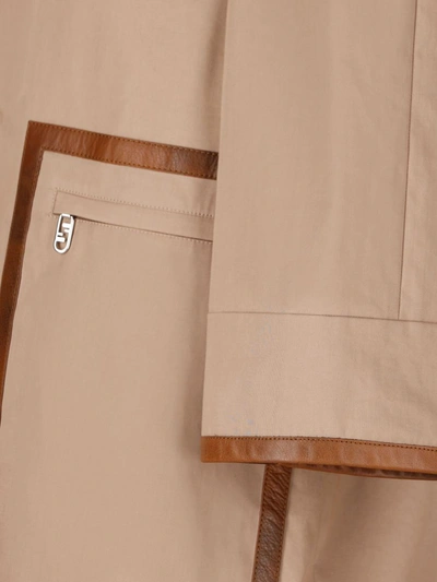 Fendi Logo Monogram Reversible Trench Coat In Walnut/army