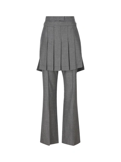 Shop Fendi Trousers In Light Grey Melange