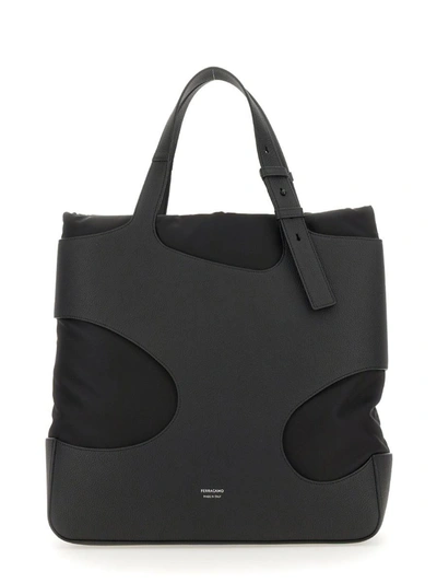 Shop Ferragamo Tote Bag With Cut Out In Black