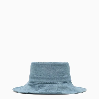 Shop Ganni Denim Hat In Blue