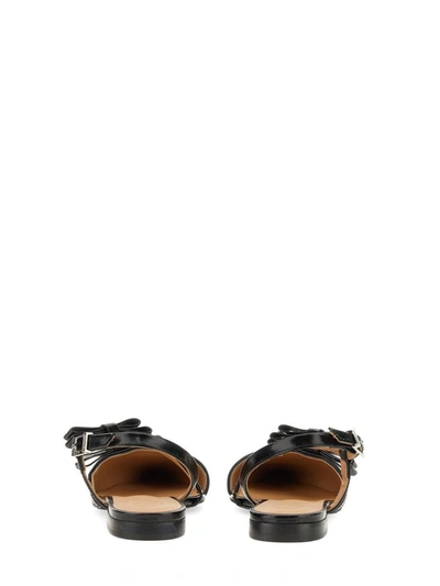 Ganni Multi Bow Pointy Cut Out Ballerinas In Gray