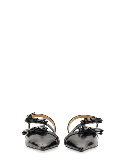 Ganni Multi Bow Pointy Cut Out Ballerinas In Gray