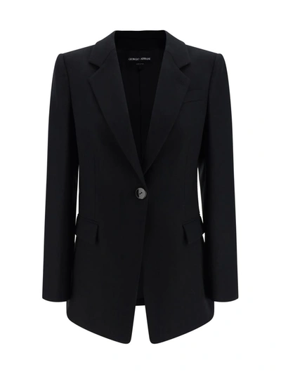 Shop Giorgio Armani Blazers & Vests In Black Beauty