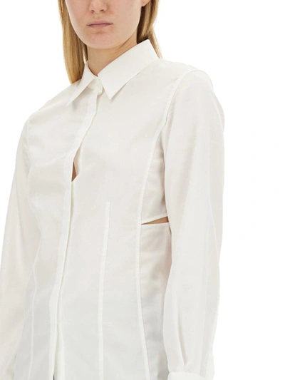 Helmut Lang Cotton Slash-detail Shirt In White