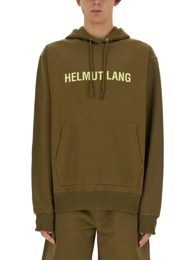 Shop Helmut Lang Sweatshirt With Logo In Military Green