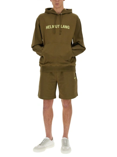 Shop Helmut Lang Sweatshirt With Logo In Military Green