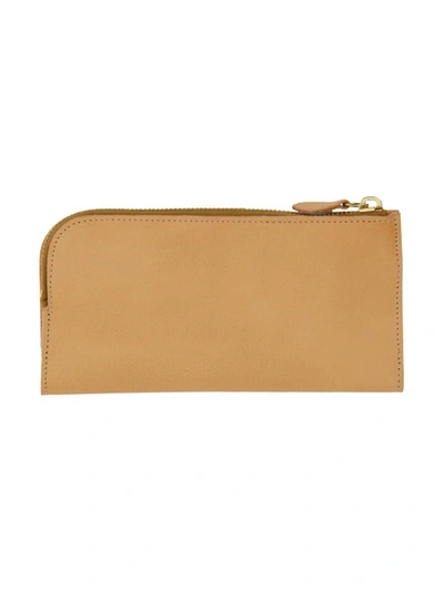 Shop Il Bisonte "continental" Wallet With Logo Engraving In Beige